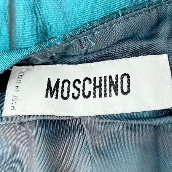 Moschino Teal Satin Cap Sleeve Party Dress - Picture 14 of 15
